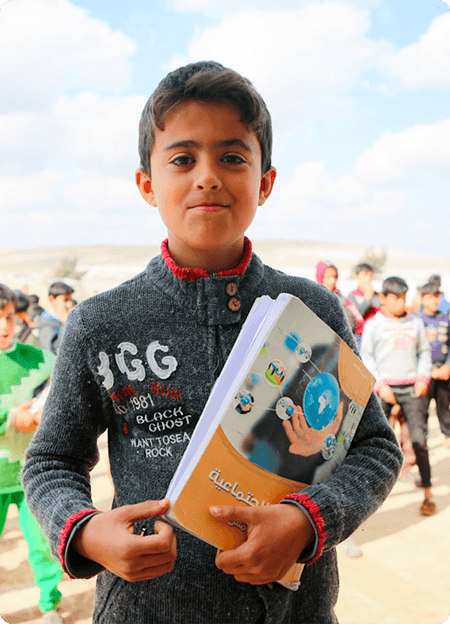 Student holding books