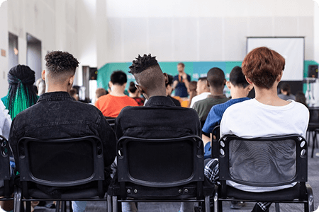 Students from behind in class